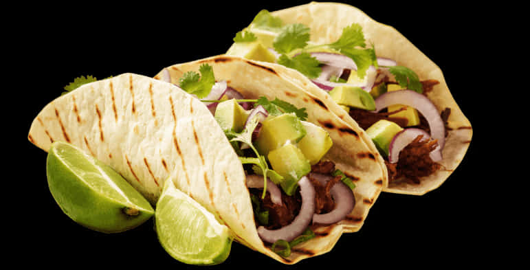Delicious Beef Tacoswith Lime PNG