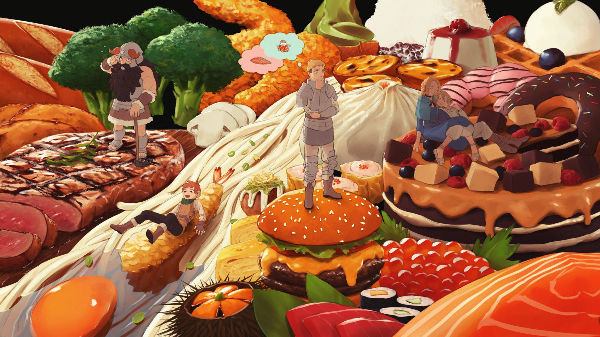 Delicious In Dungeon Anime Thanksgiving Pfp Background