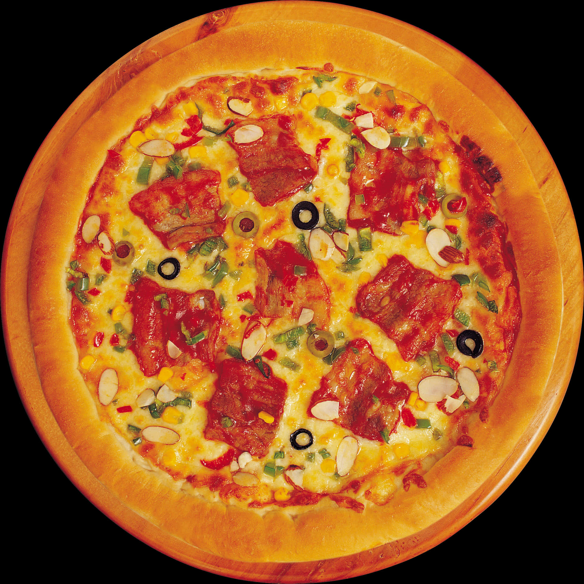 Delicious Pepperoni Pizzaon Wooden Board PNG