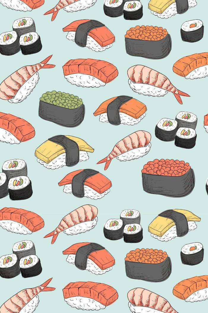 Delicious Sushi Pattern Art Wallpaper