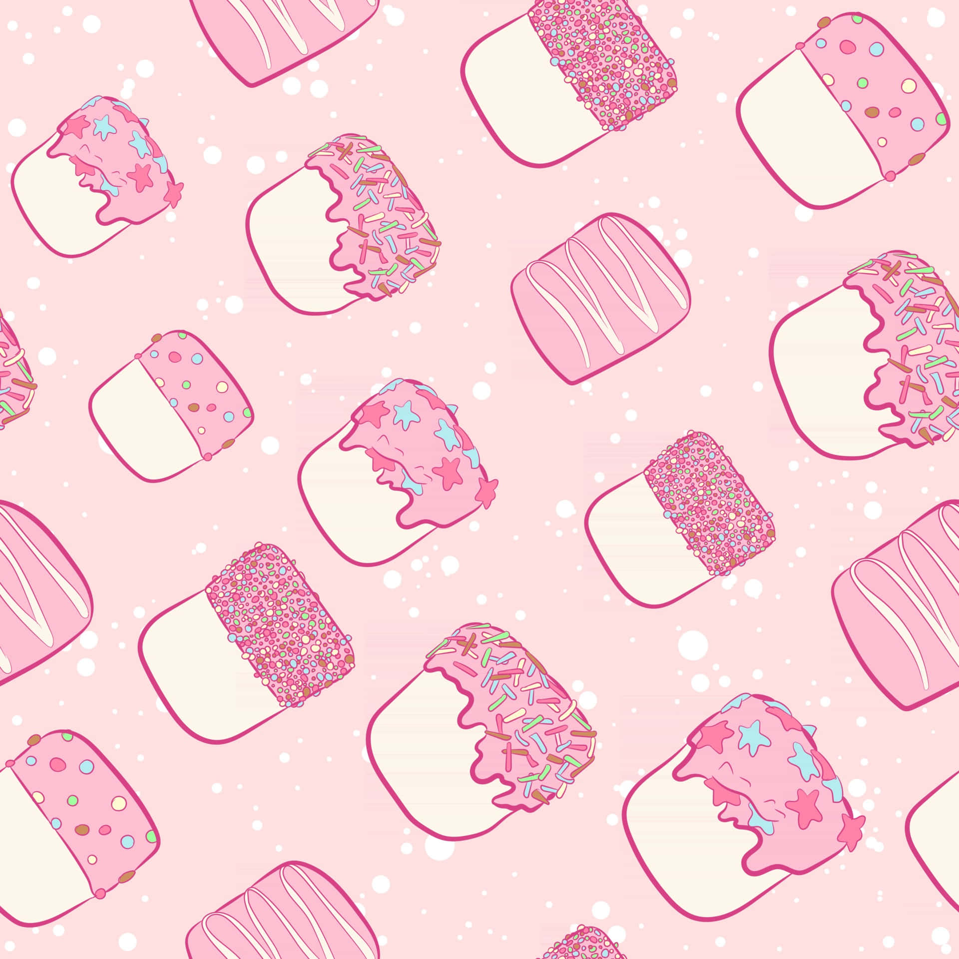 Delightful Array Of Kawaii Elements In Pink Background