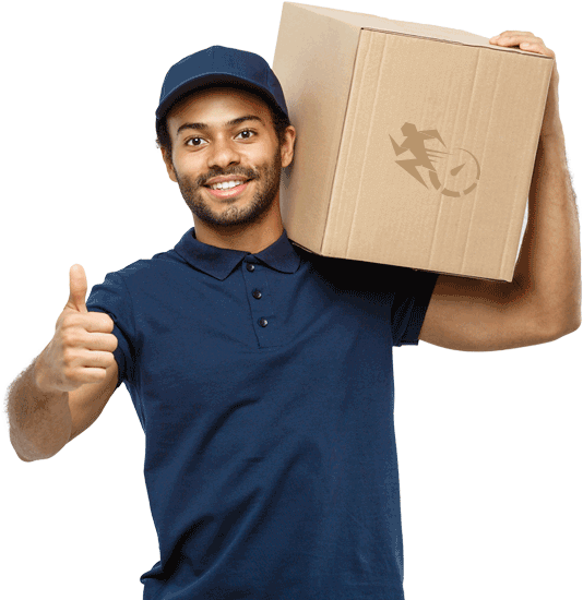 Delivery Man Giving Thumb Up With Box PNG
