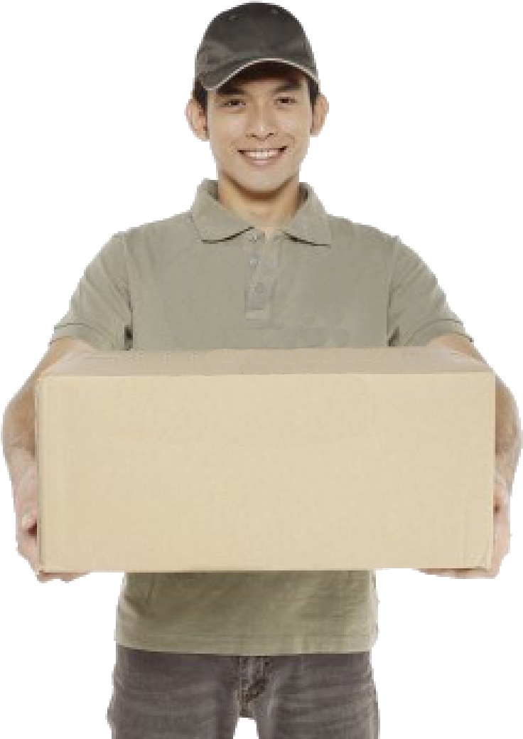 Delivery Man Holding Parcel PNG
