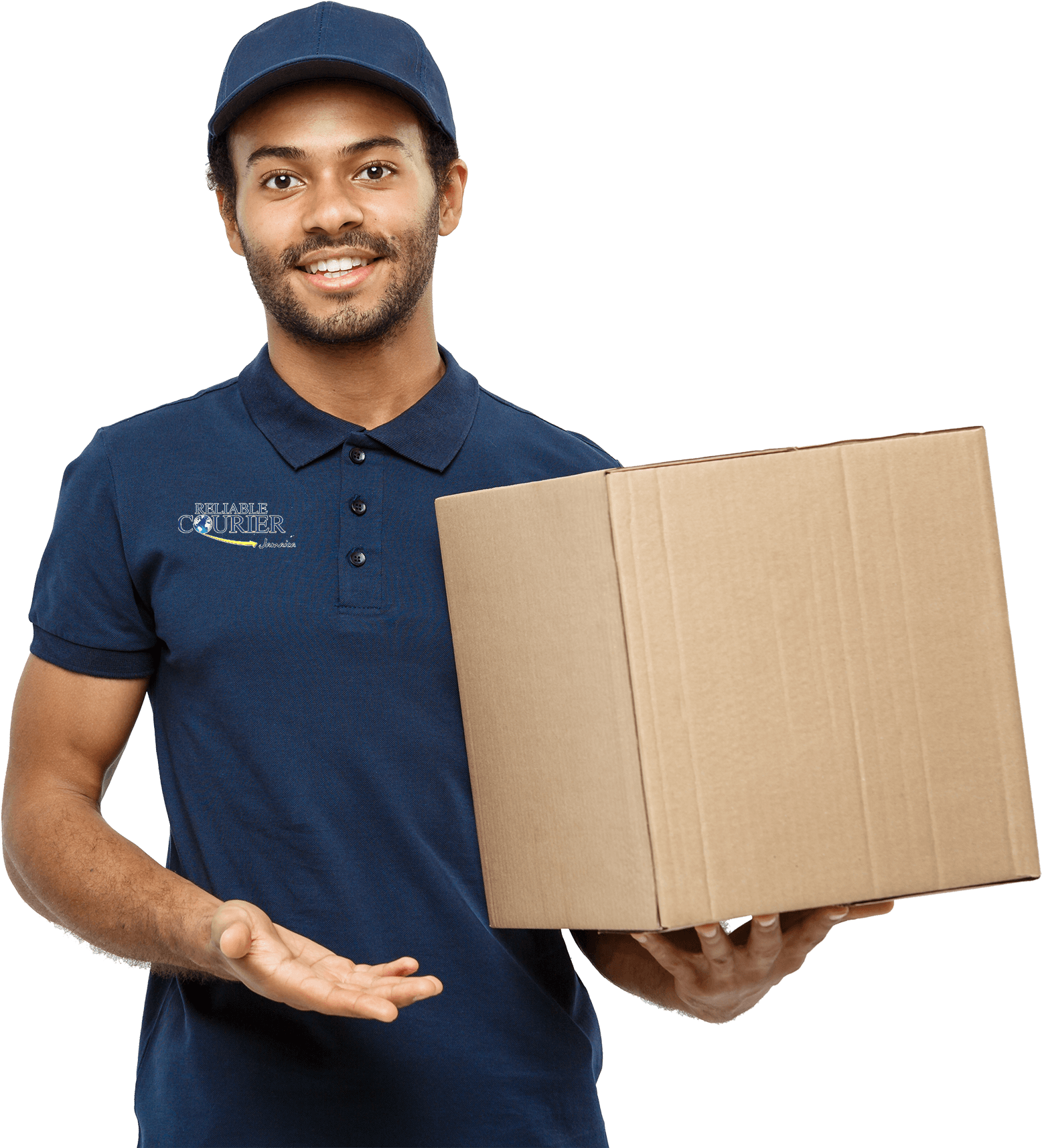 Delivery Man Holding Parcel Smiling PNG