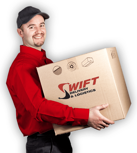 Delivery Man Holding Parcel Smiling PNG