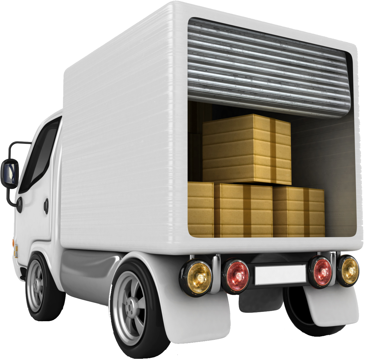Delivery Truck Loaded With Boxes PNG