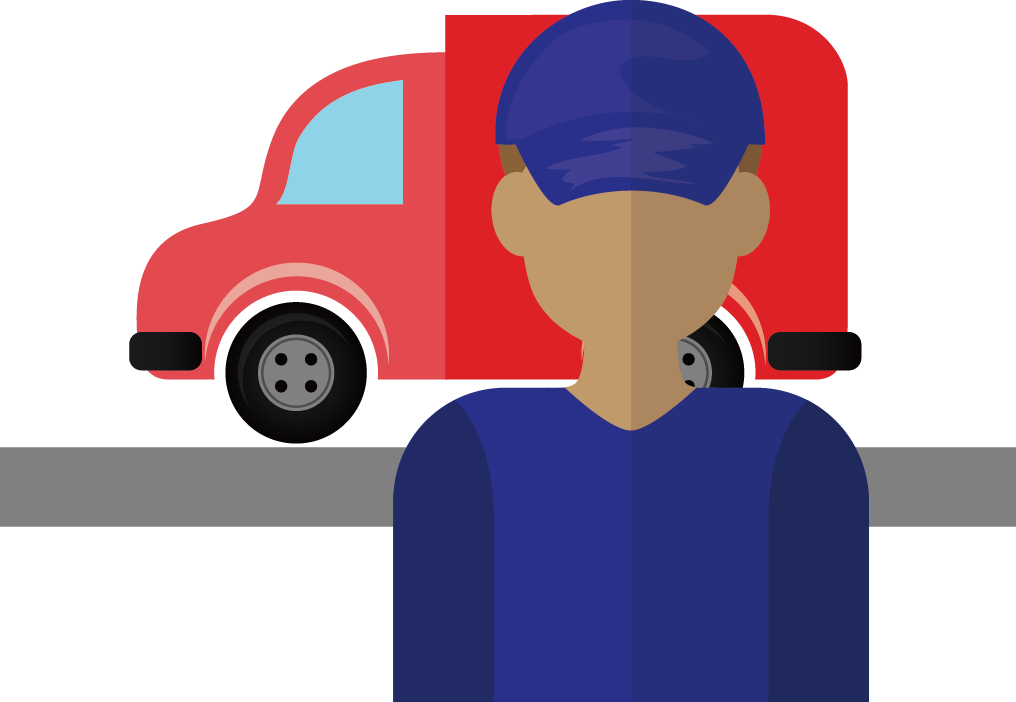 Delivery Truckand Driver Illustration PNG