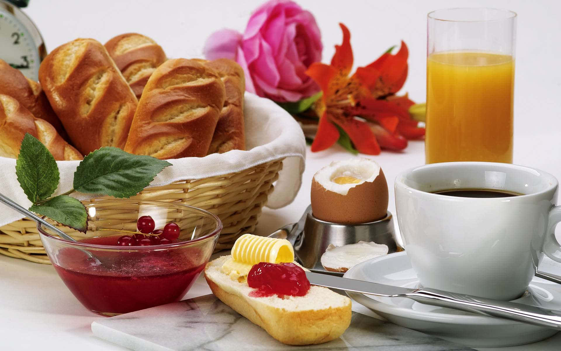 Deliziosobuffet Di Colazione Su Un Tavolo Di Legno