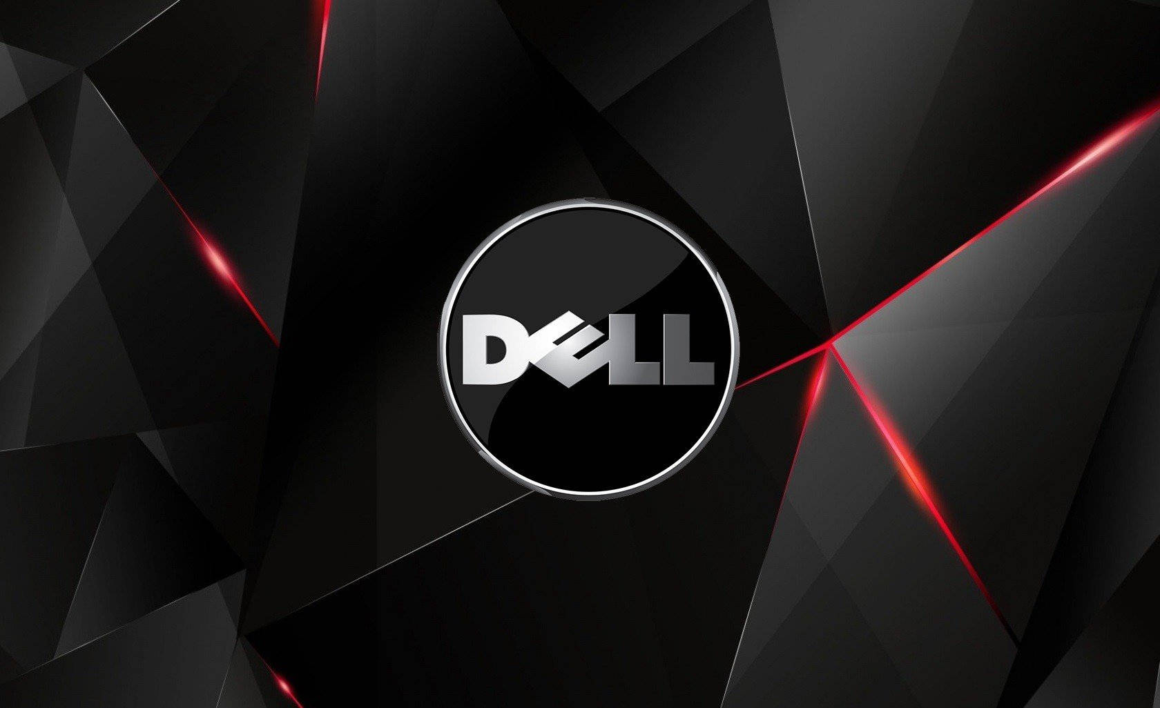 Dell Hd-logo Med Rødt Og Sort Design Wallpaper