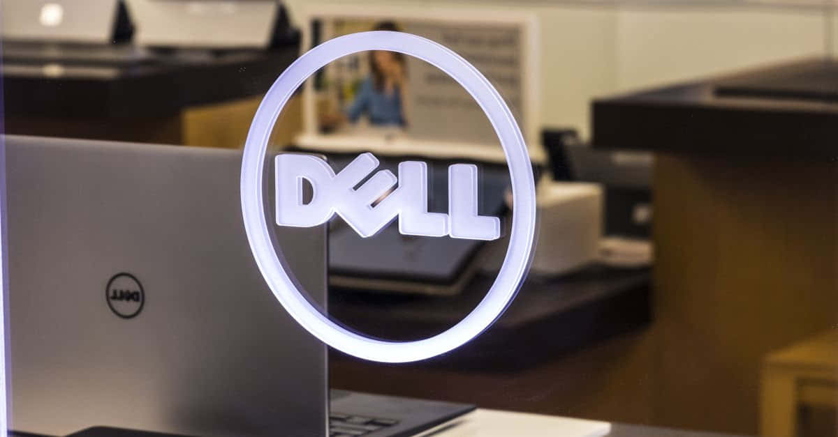 Dell logo på glasvisning