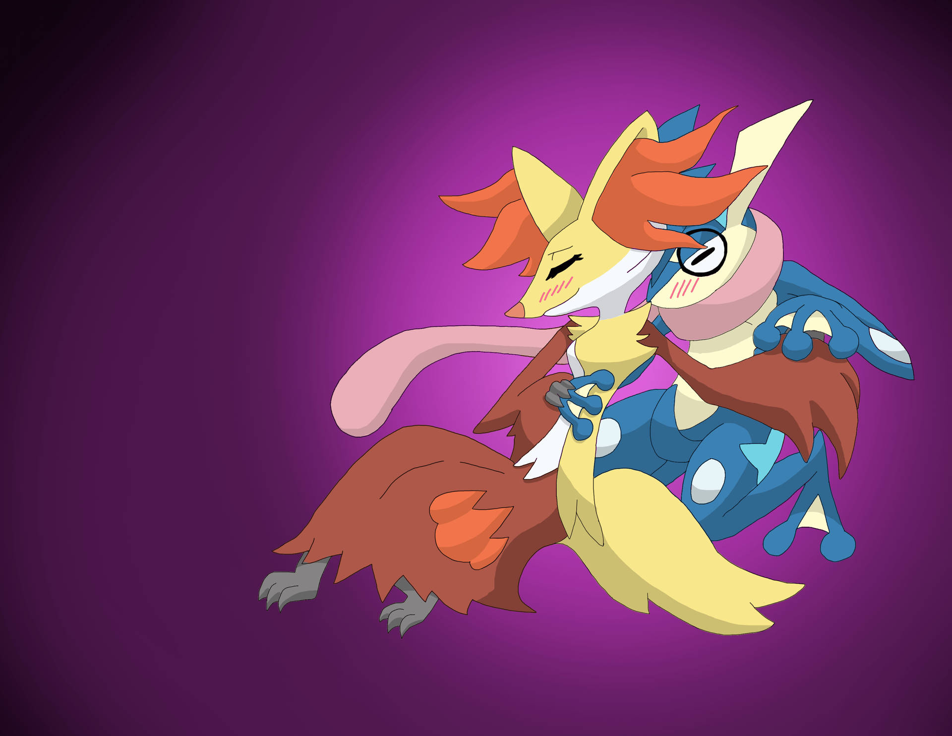 Delphox and Greninja - Friends of Fire and Water Wallpaper