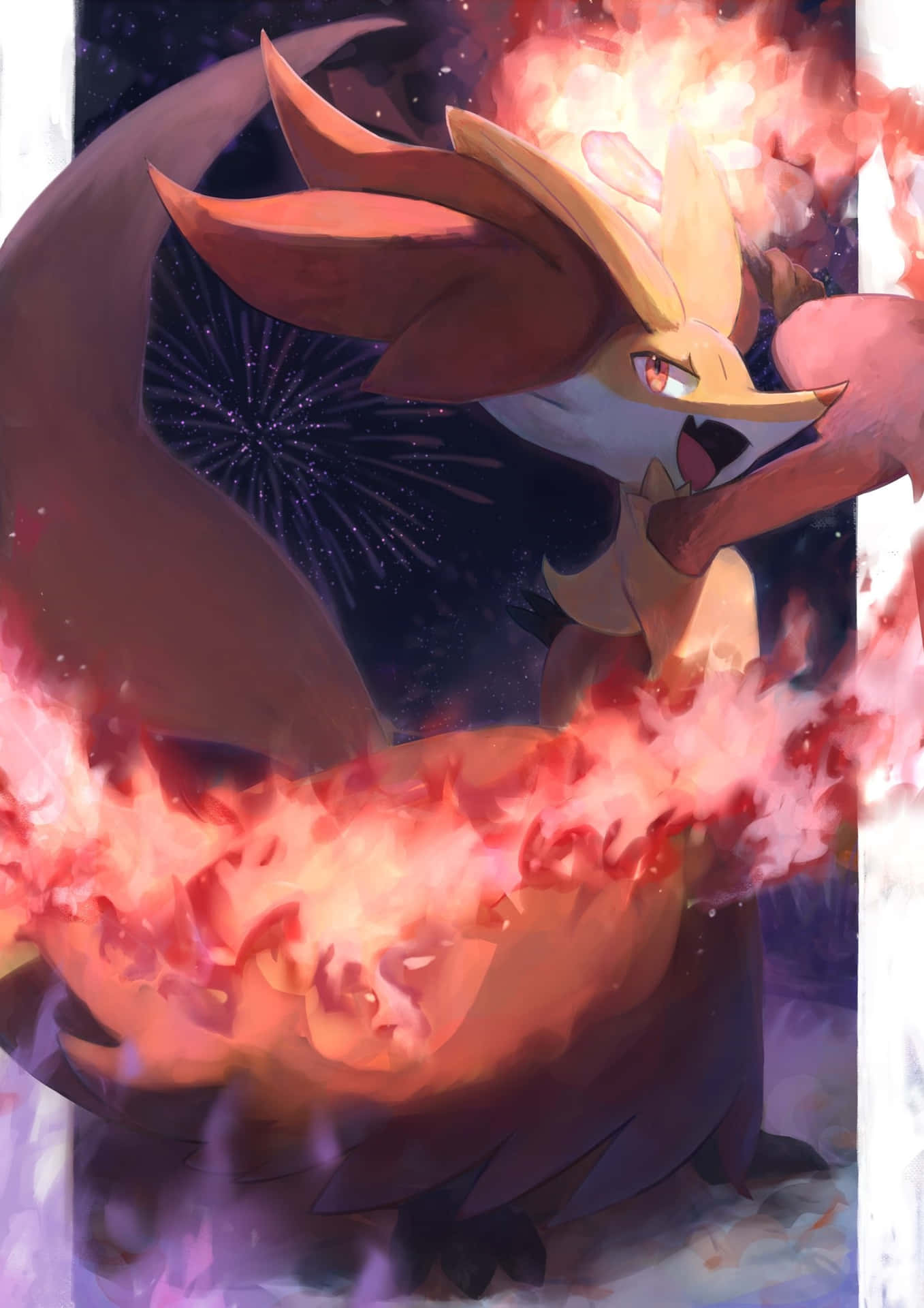 Serangan Putaran Api Delphox Wallpaper