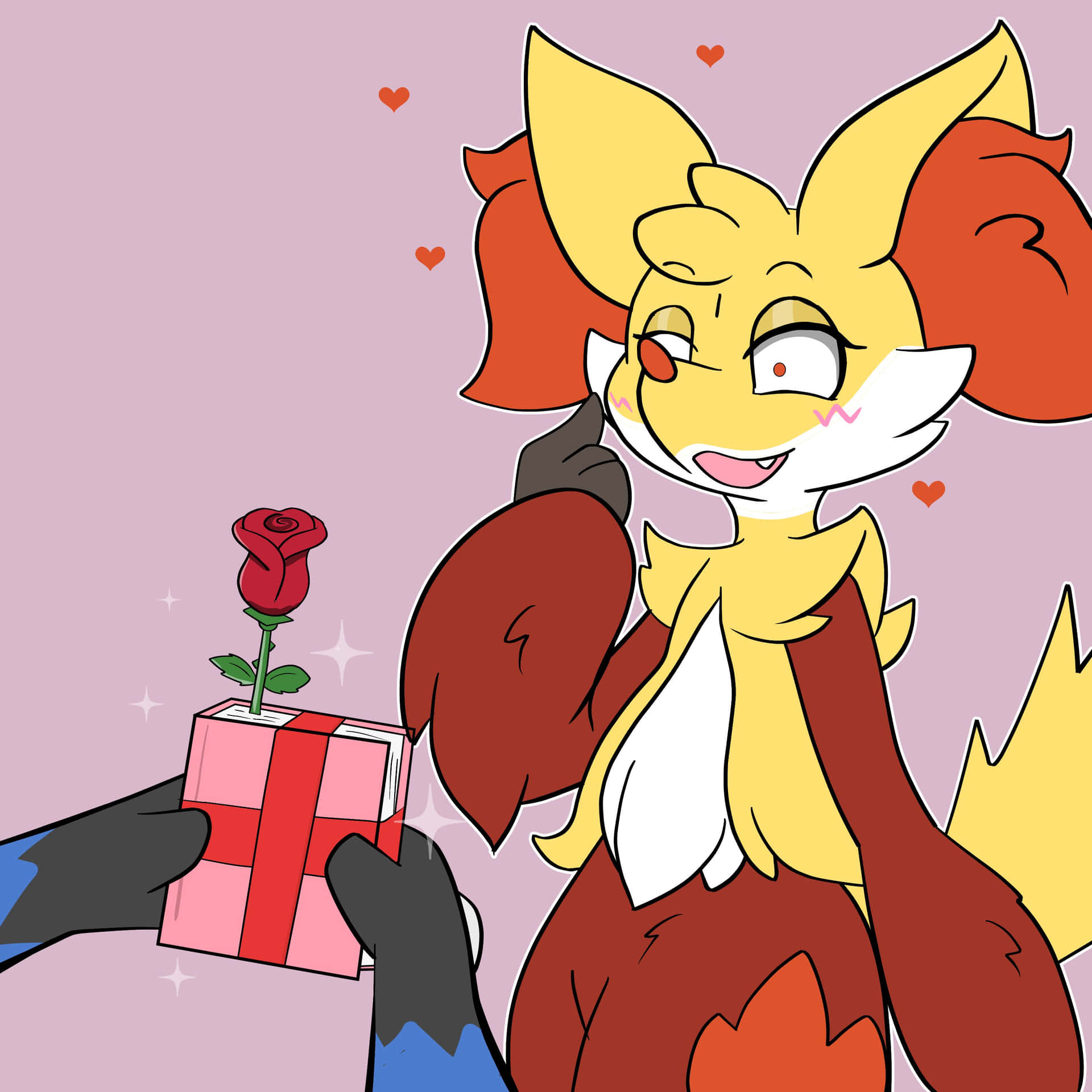 Download Delphox_ Receives_ Romantic_ Gift Wallpaper | Wallpapers.com