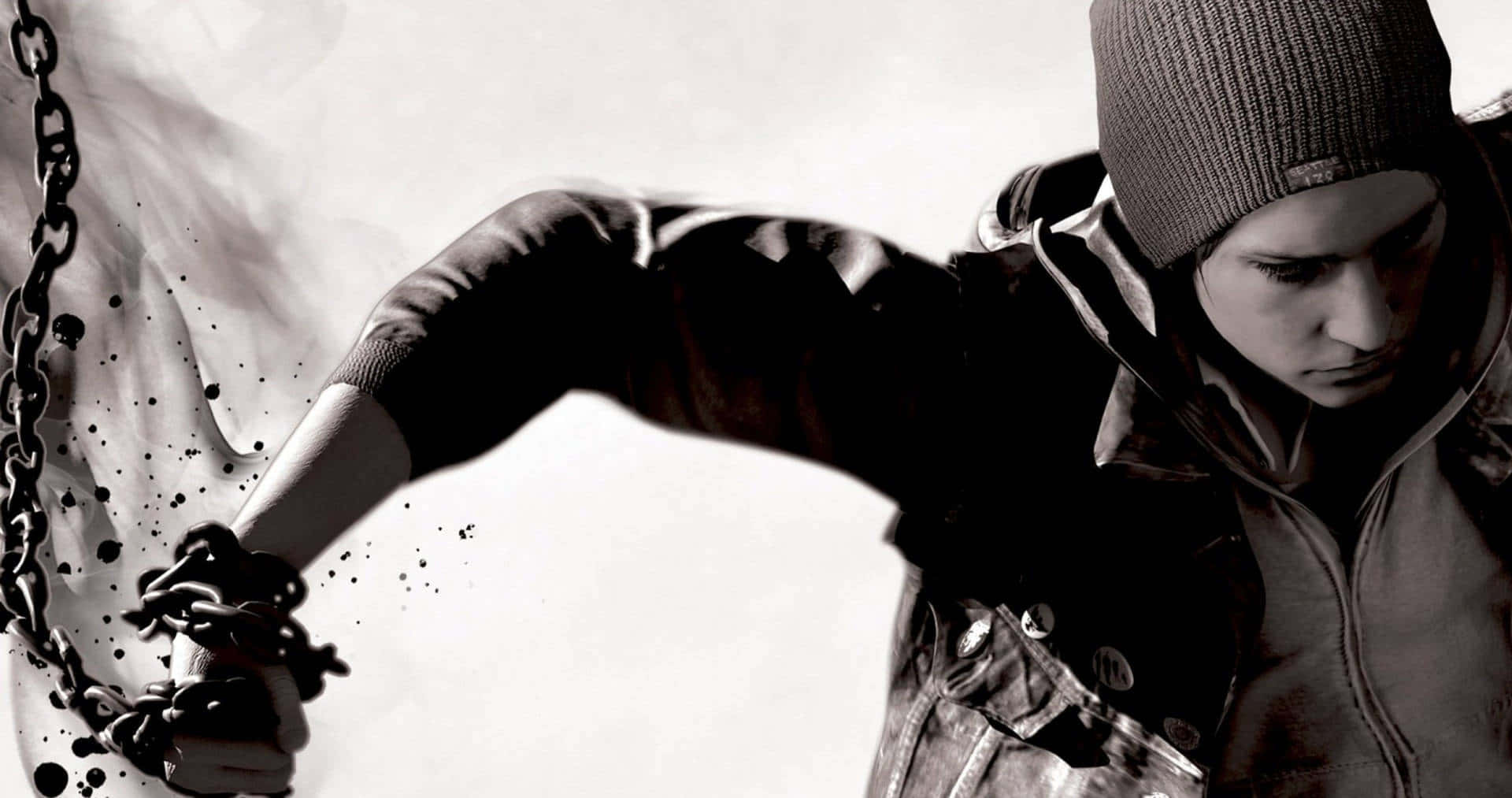 Delsin Rowe Infamous Black And White Holding A Chain Wallpaper