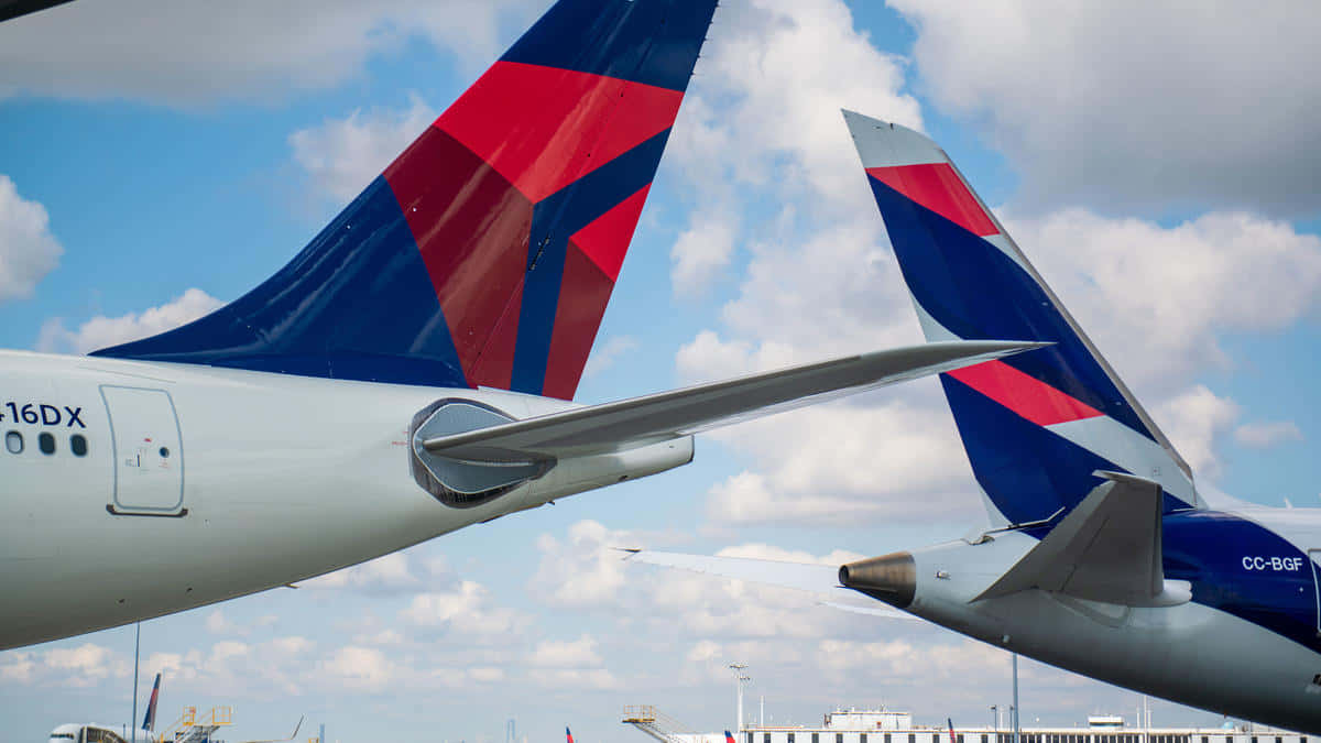 Delta Airline Tails Sky Background Wallpaper