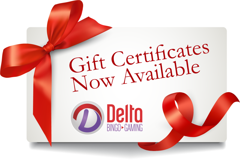 Delta Bingo Gaming Gift Certificate Available PNG