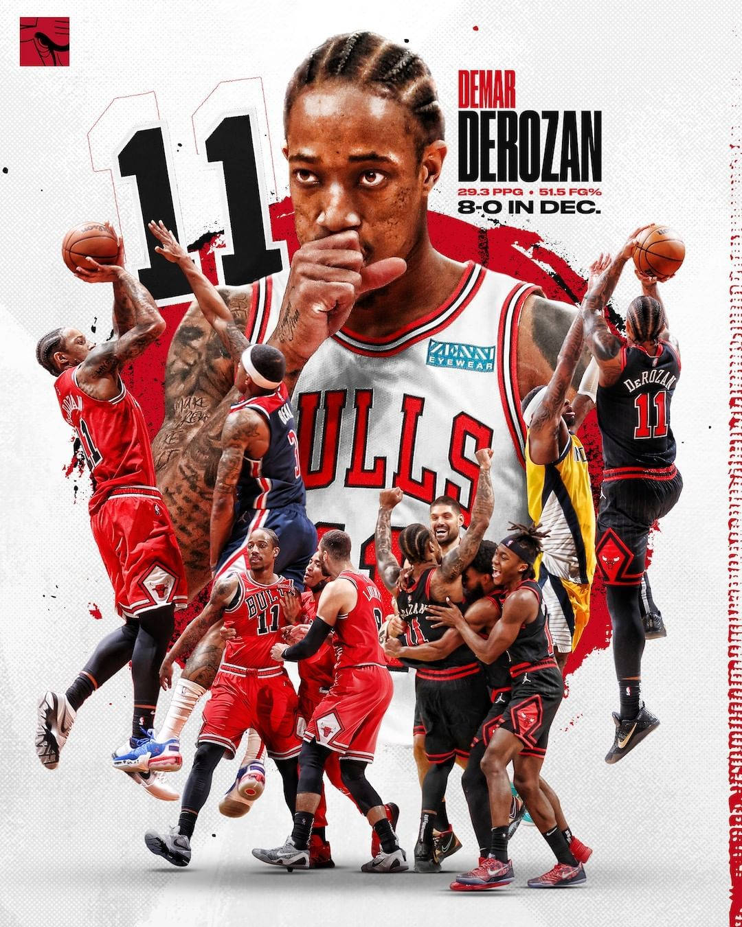 Demar Derozan Chicago Bulls Team Poster Tapet: Skildringen af ​​Demar Derozan i Chicago Bulls-holdet vil helt sikkert forskønne din computer! Wallpaper