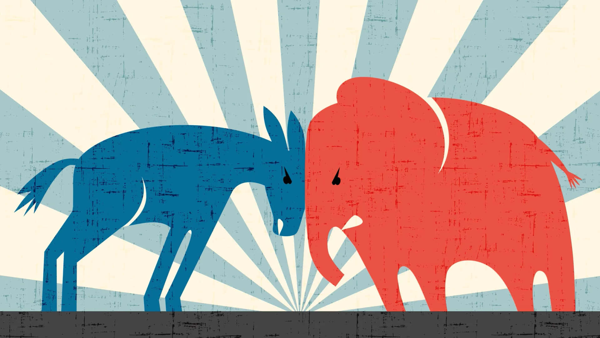 Demokratåsnan Står Ansikte Mot Ansikte Med Republikanska Elefanten. Wallpaper
