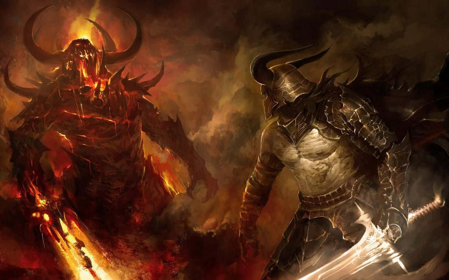 Two Demons Fighting in an Epic Battle Wallpaper