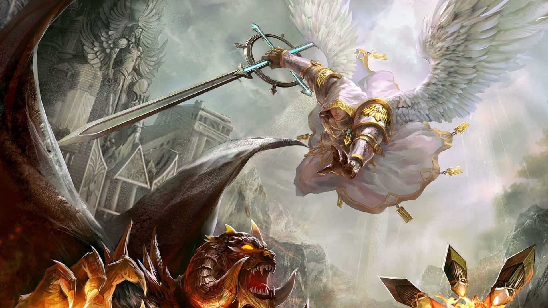 Warriors bravely face off against Demons in epic battle Wallpaper