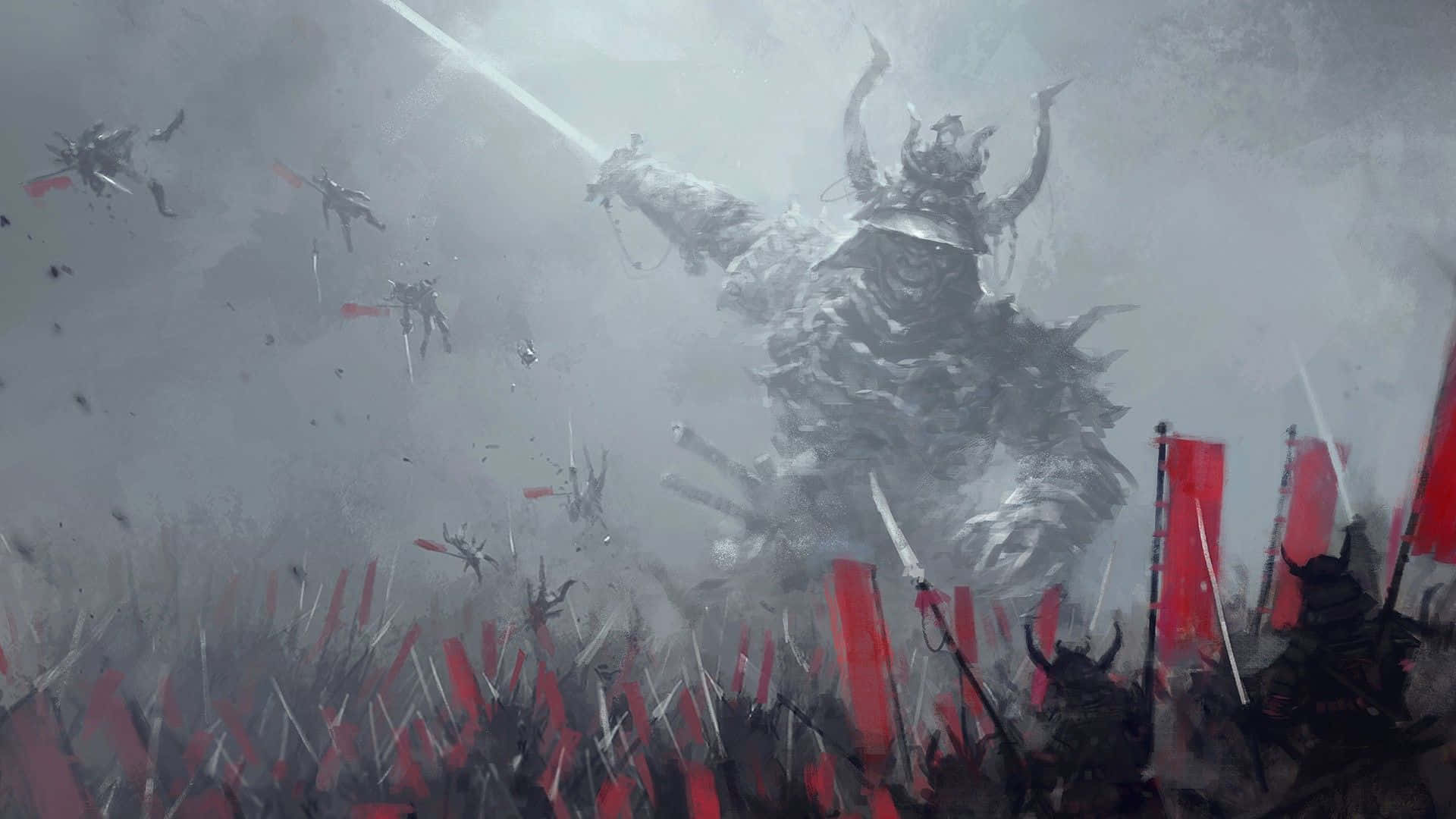 Warrior Fighting the Demon Wallpaper