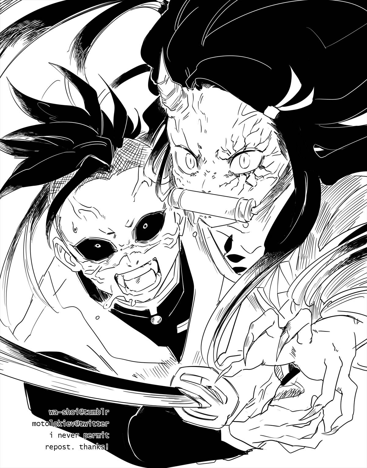Demon Genya og Nezuko Kamado fra Kimetsu No Yaiba Wallpaper