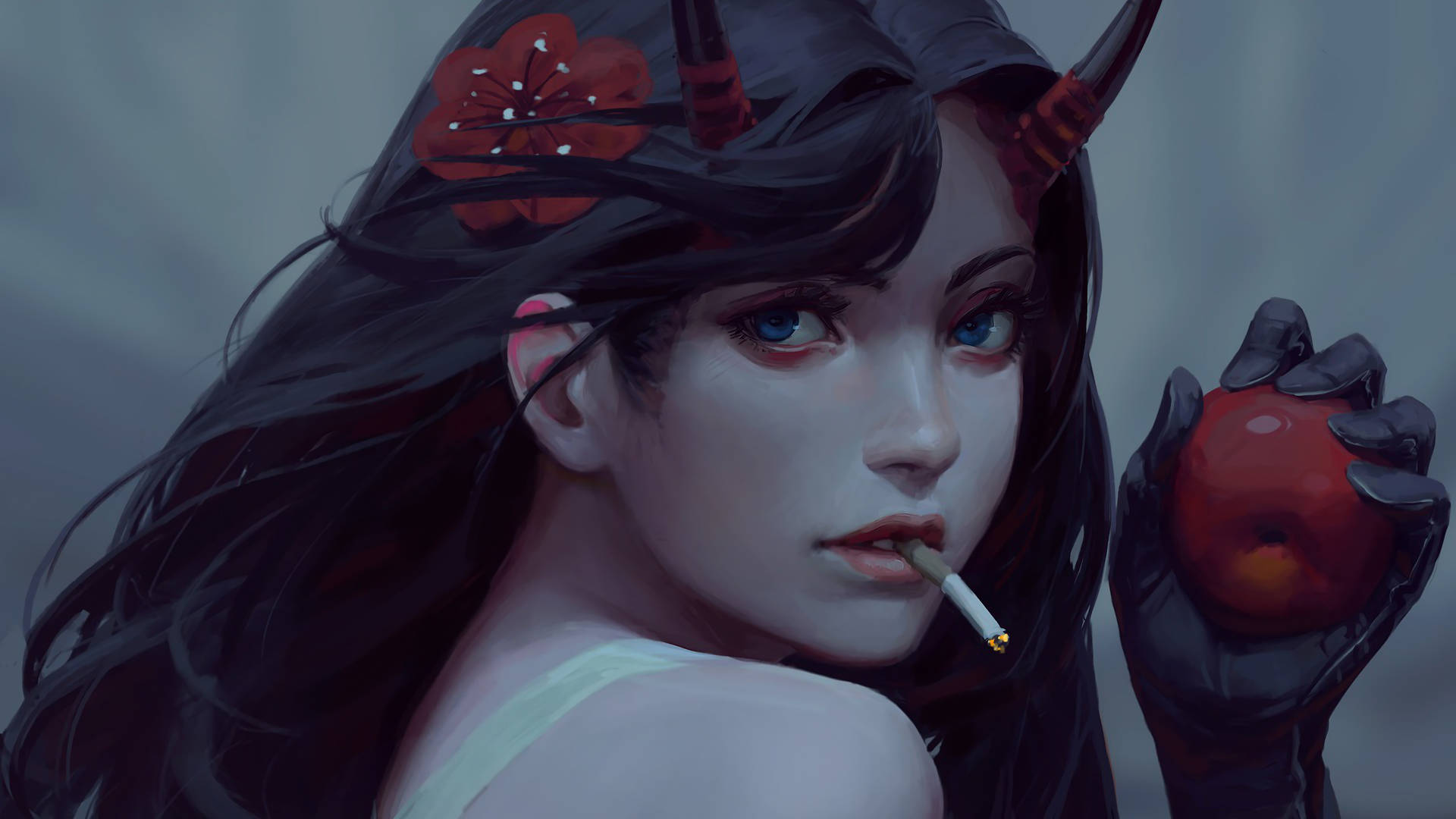 Demon Girl Smoking Wallpaper