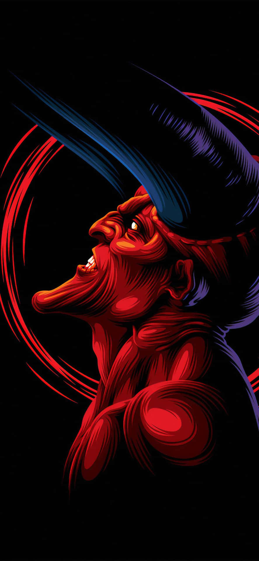 A Devil With A Red Head And A Black Background Wallpaper