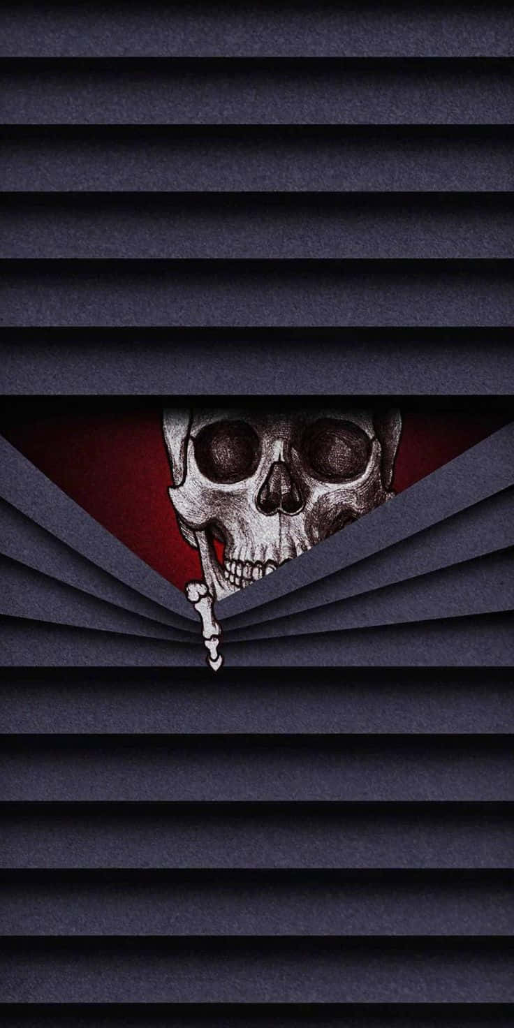 A Skull Peeking Out Of The Blinds Wallpaper