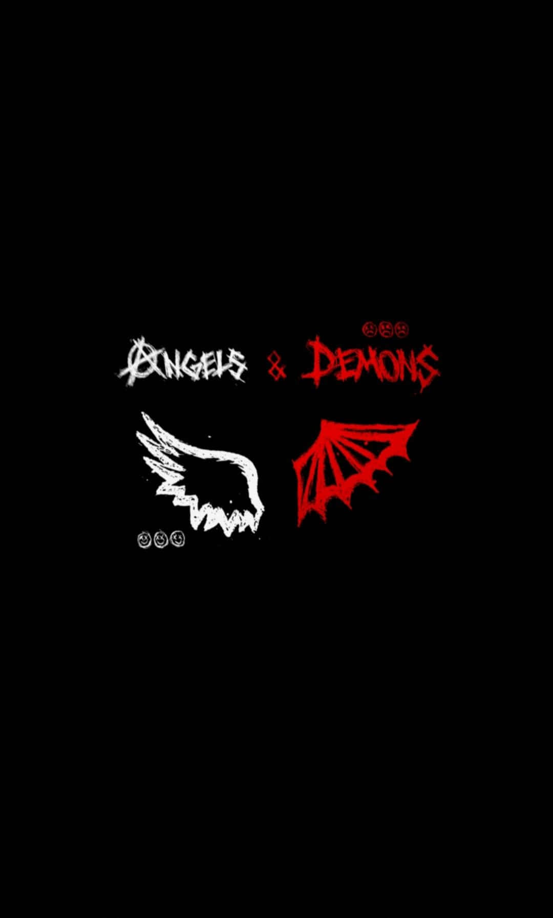 A Black Background With Two Wings And The Words Burgers And Demons Wallpaper
