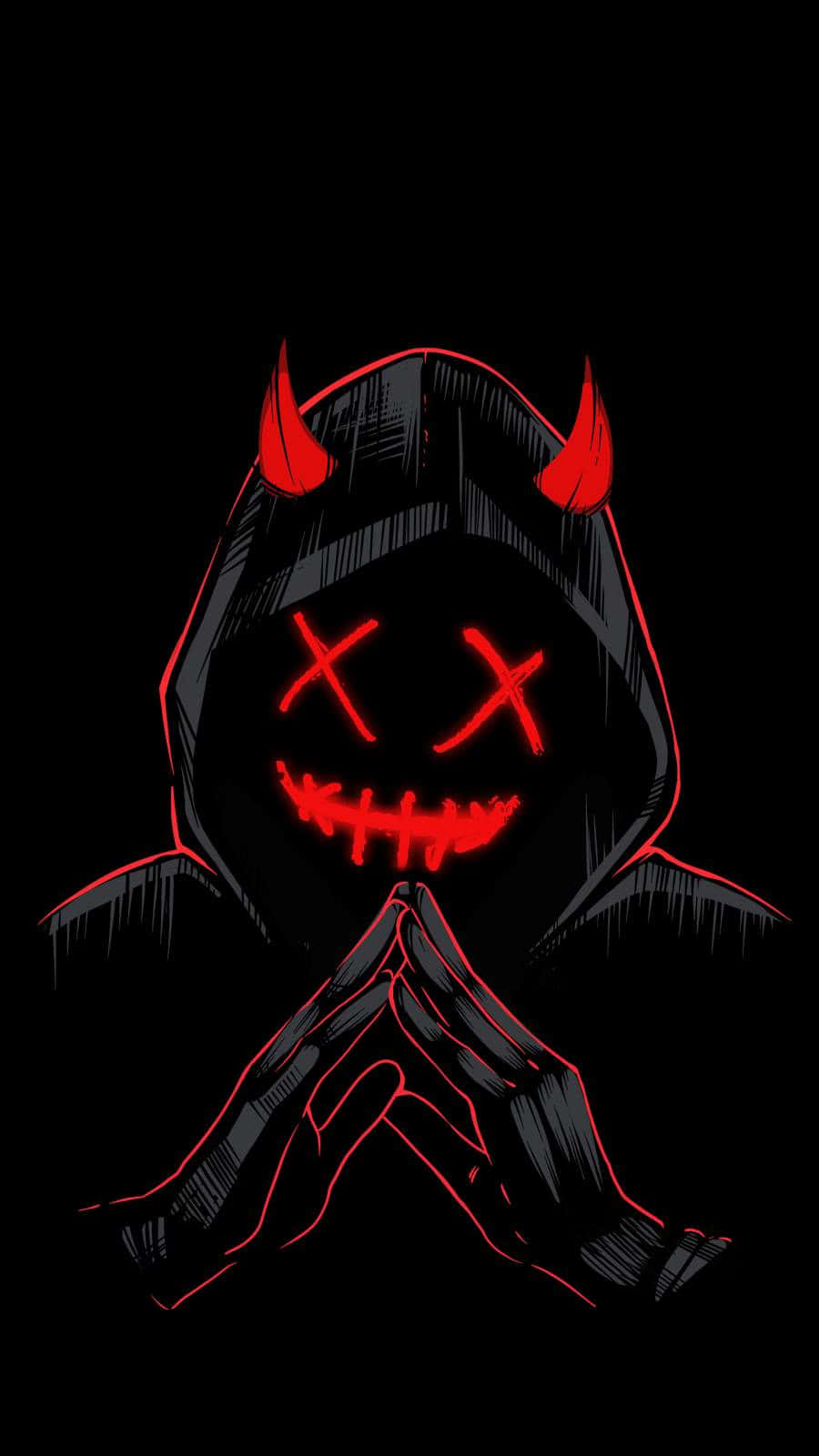 A Devil With Red Eyes And Horns On His Face Wallpaper