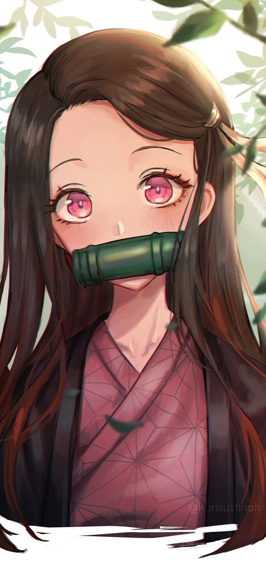 Retratolindo De Nezuko, La Chica Del Anime Demon Slayer. Fondo de pantalla