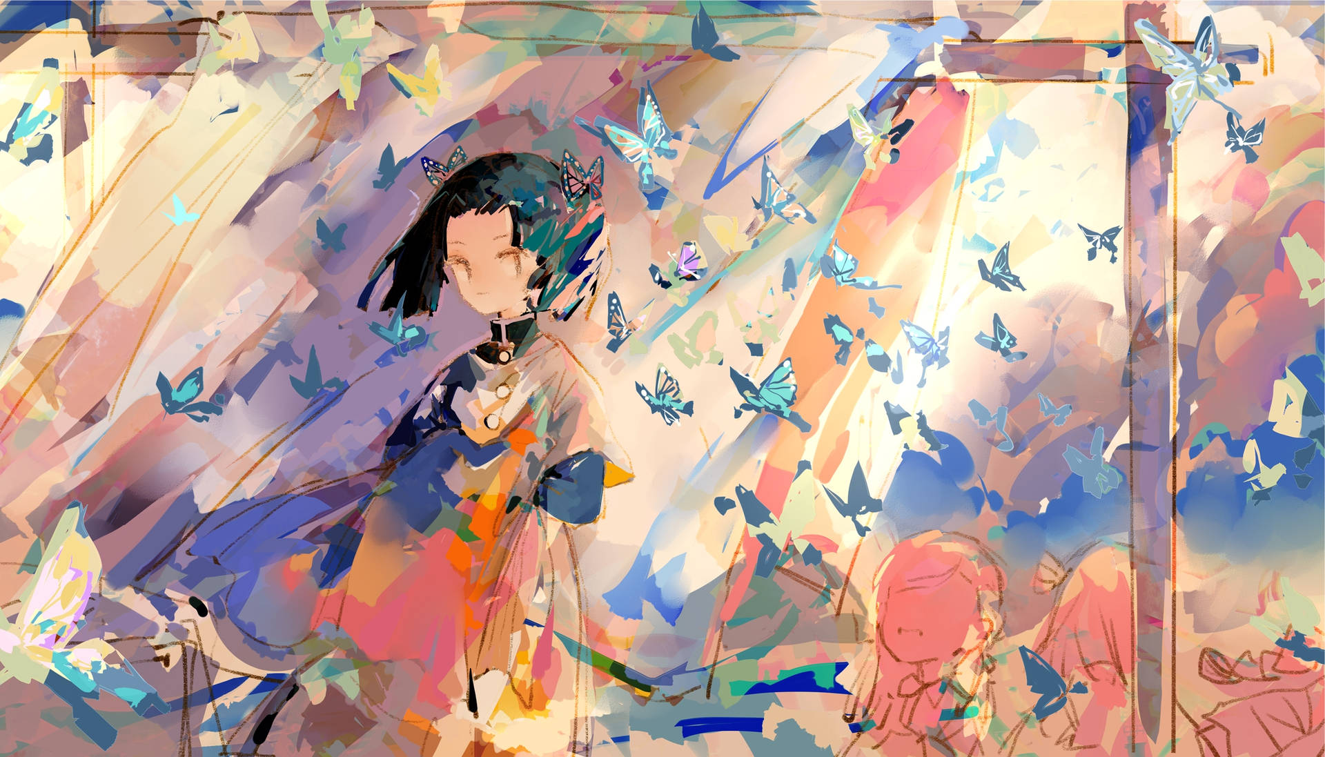 Demonslayer Aoi Kanzaki-målning. Wallpaper