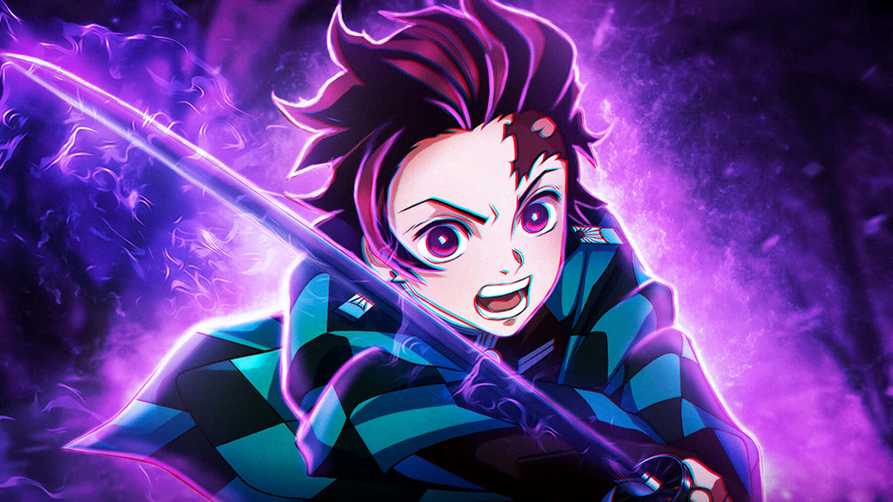 Tanjiro Kamado Purple Aura Demon Slayer Background