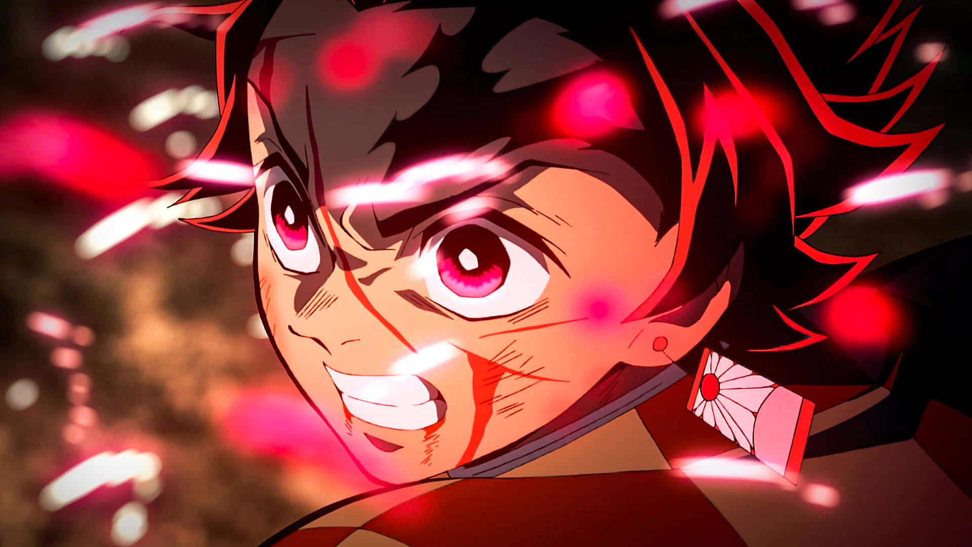 Tanjirosverletztes Gesicht - Hintergrundbild Von Demon Slayer
