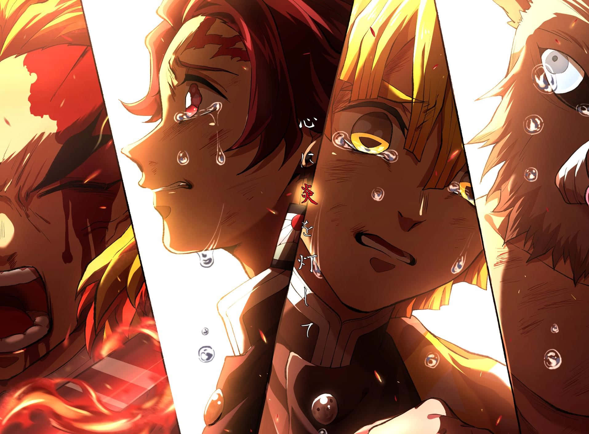 Demon Slayer Character Crying Collage Wallpaper