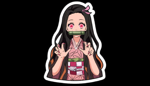 Demon Slayer Character Peace Sign Sticker PNG