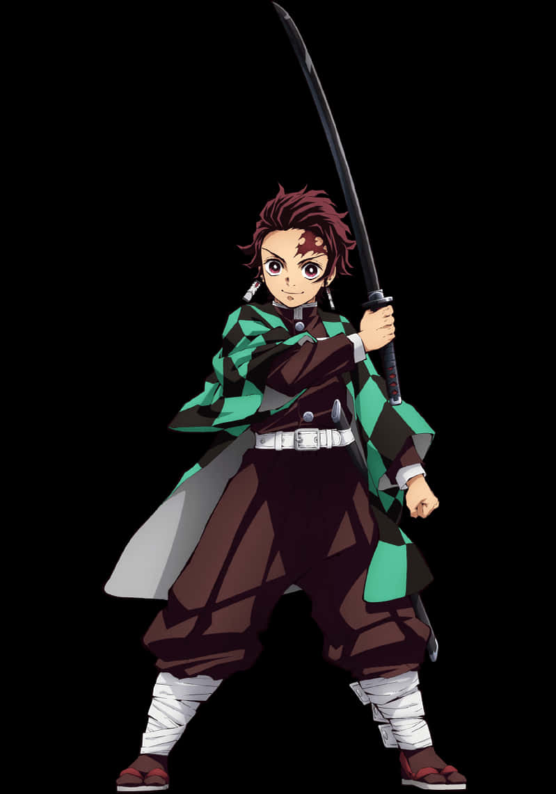 Demon Slayer Character With Sword PNG
