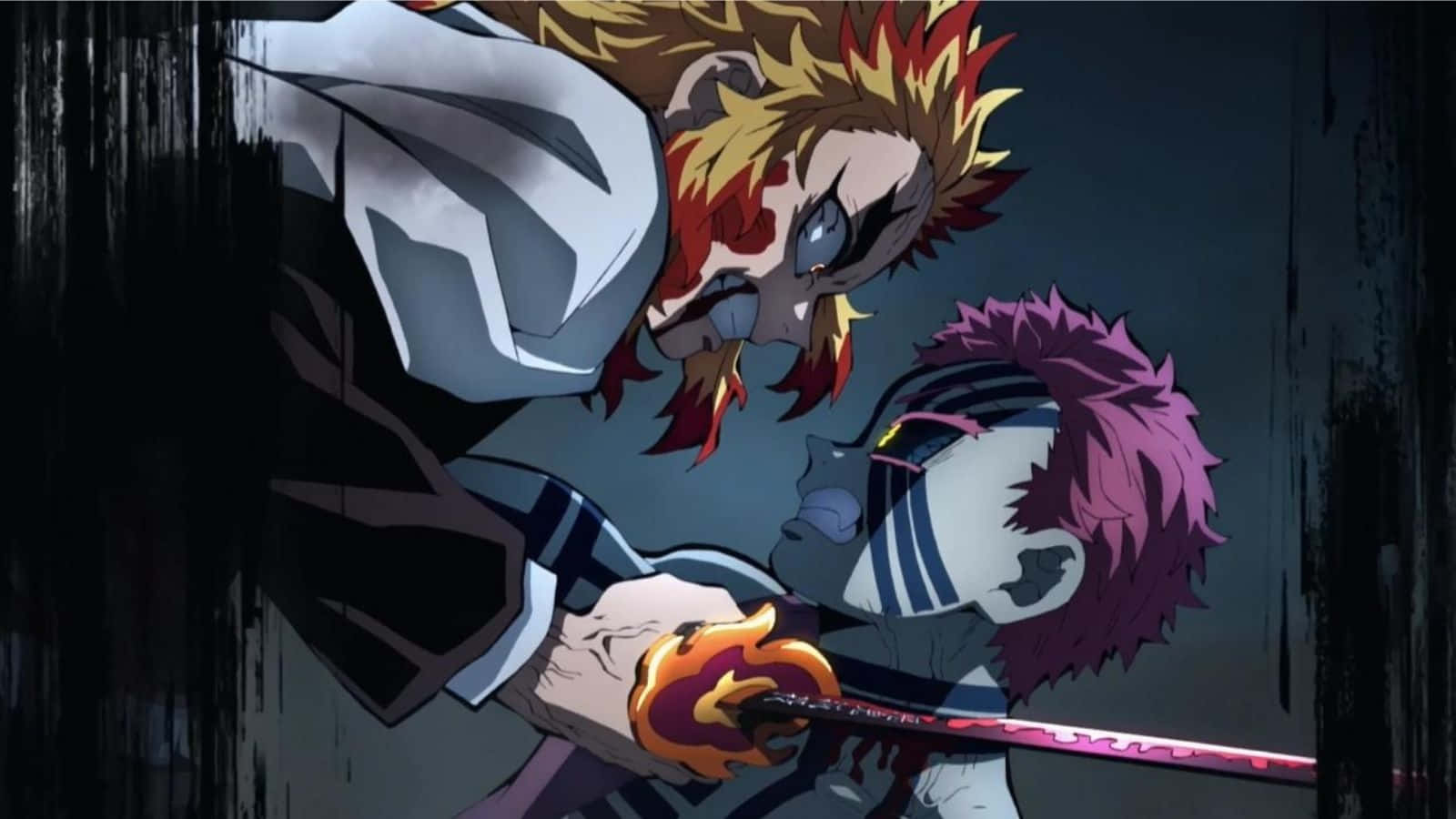 Intense Battle in Demon Slayer Anime Wallpaper