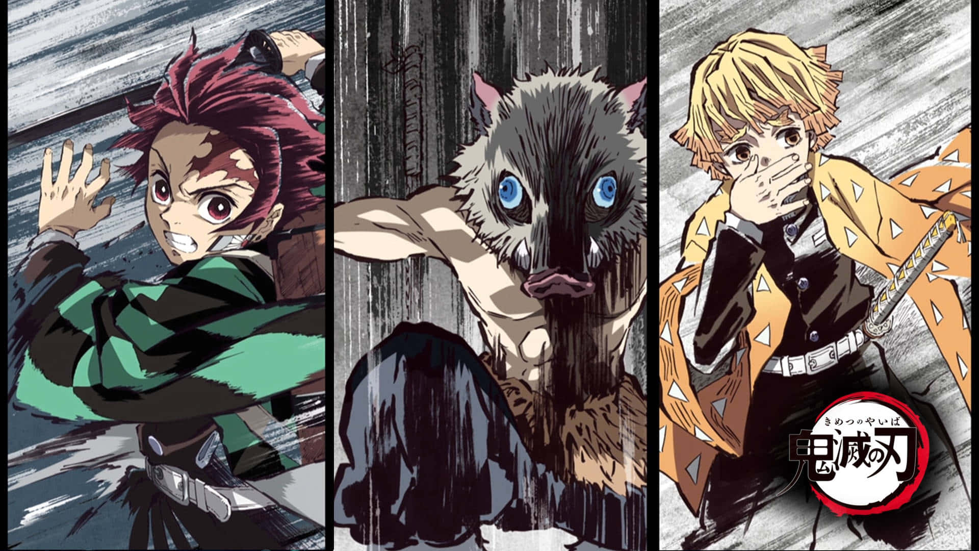 The powerful Demon Slayer Group in action Wallpaper