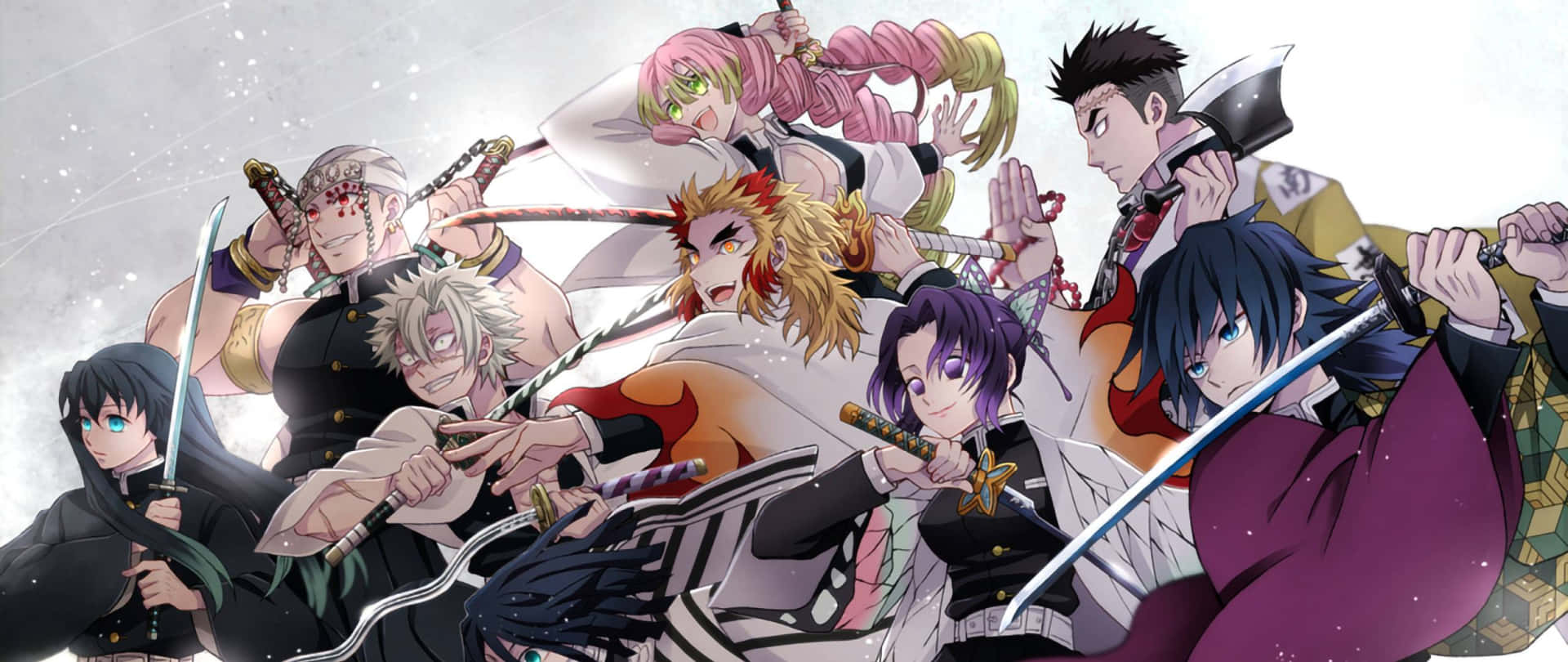 En gruppe anime-figurer med sværd Wallpaper