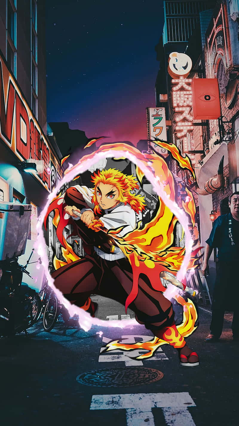Njutav Anime Med En Anpassad Demon Slayer Iphone 11 Bakgrundsbild. Wallpaper