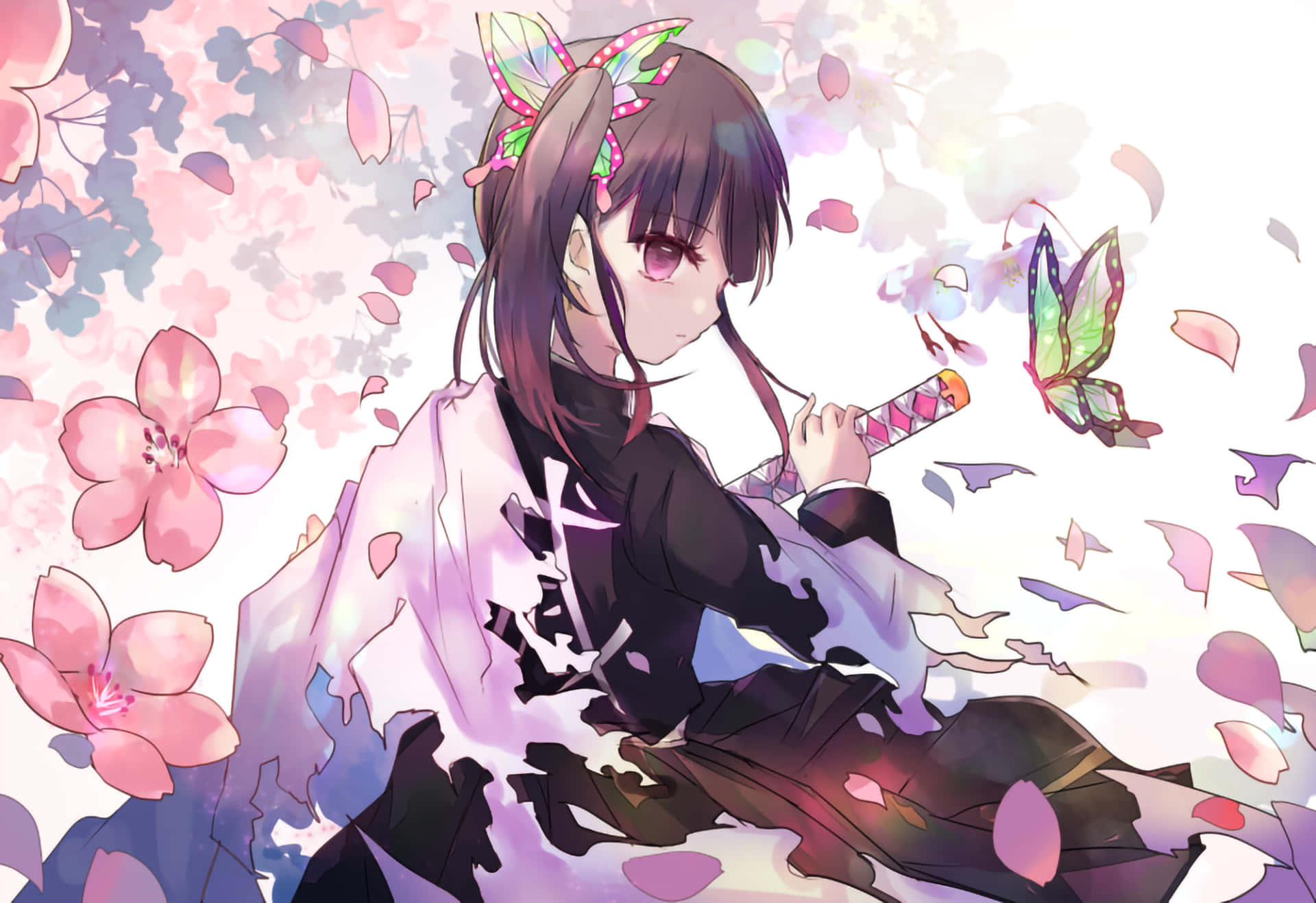 Kanao Tsuyuri i hendes kimono, som set i anime'en 