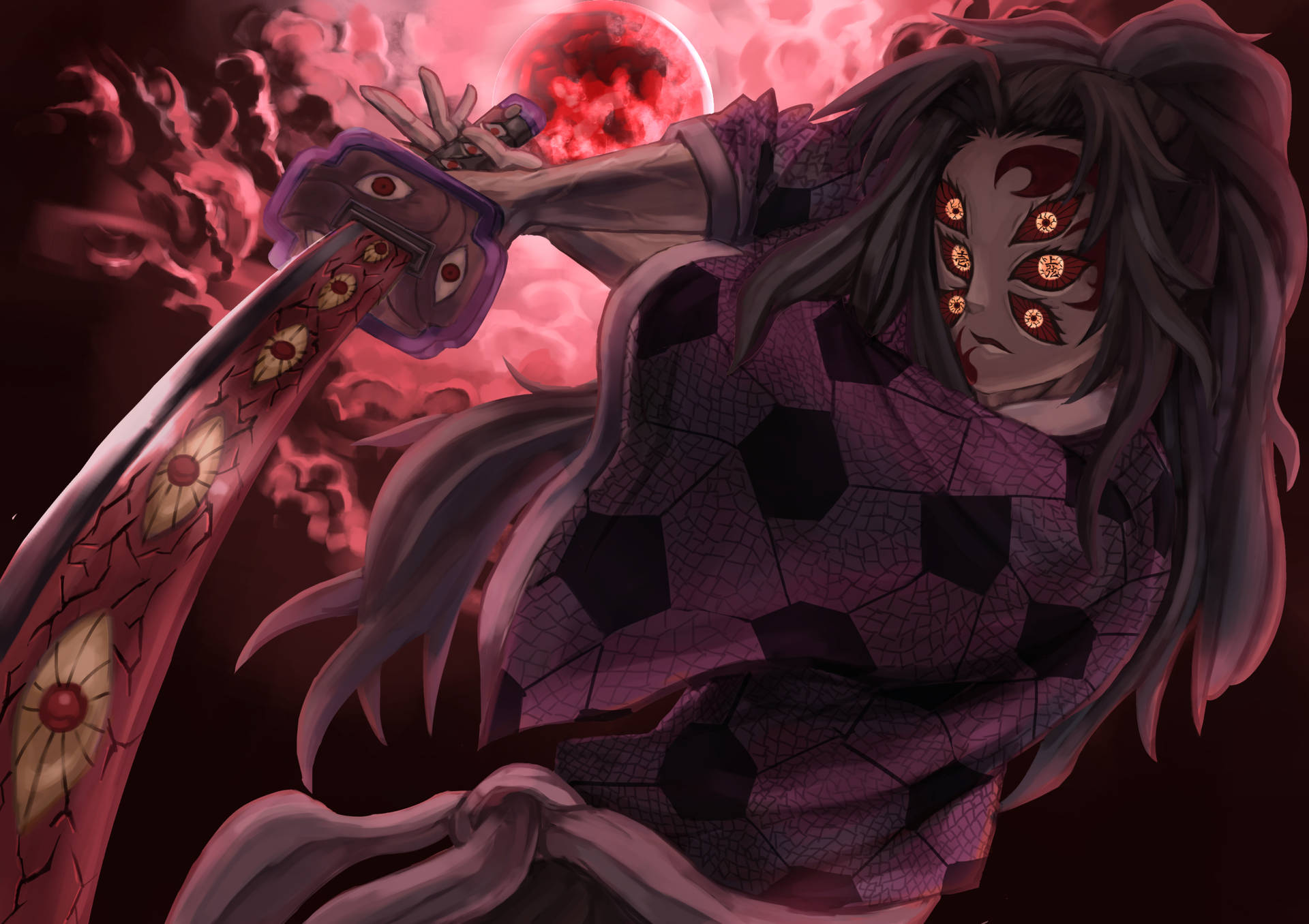 "A Demon Slayer, preparing to battle against the powerful Kokushibo." Wallpaper