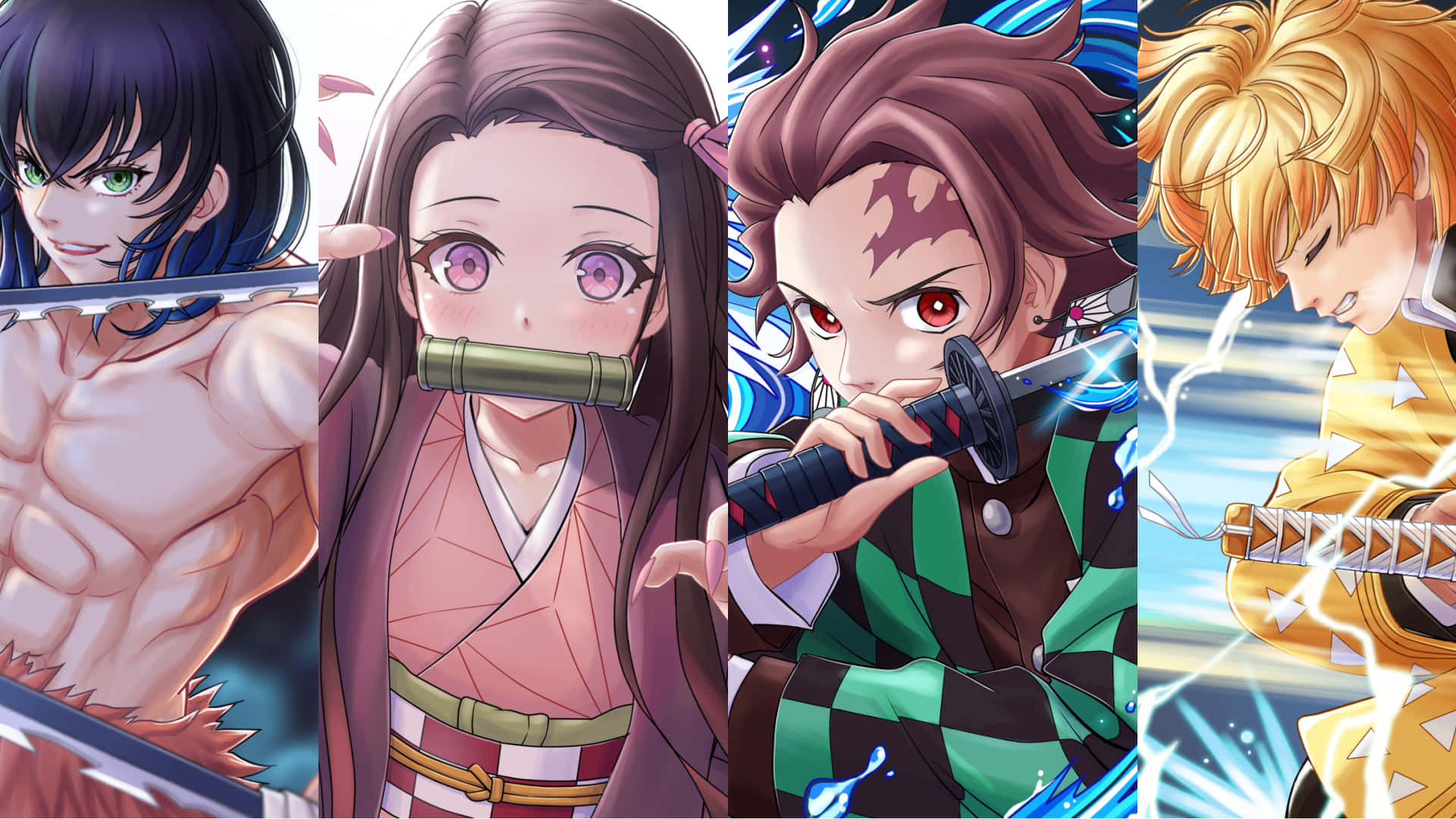 Einegruppe Von Anime-charakteren Mit Schwertern Wallpaper