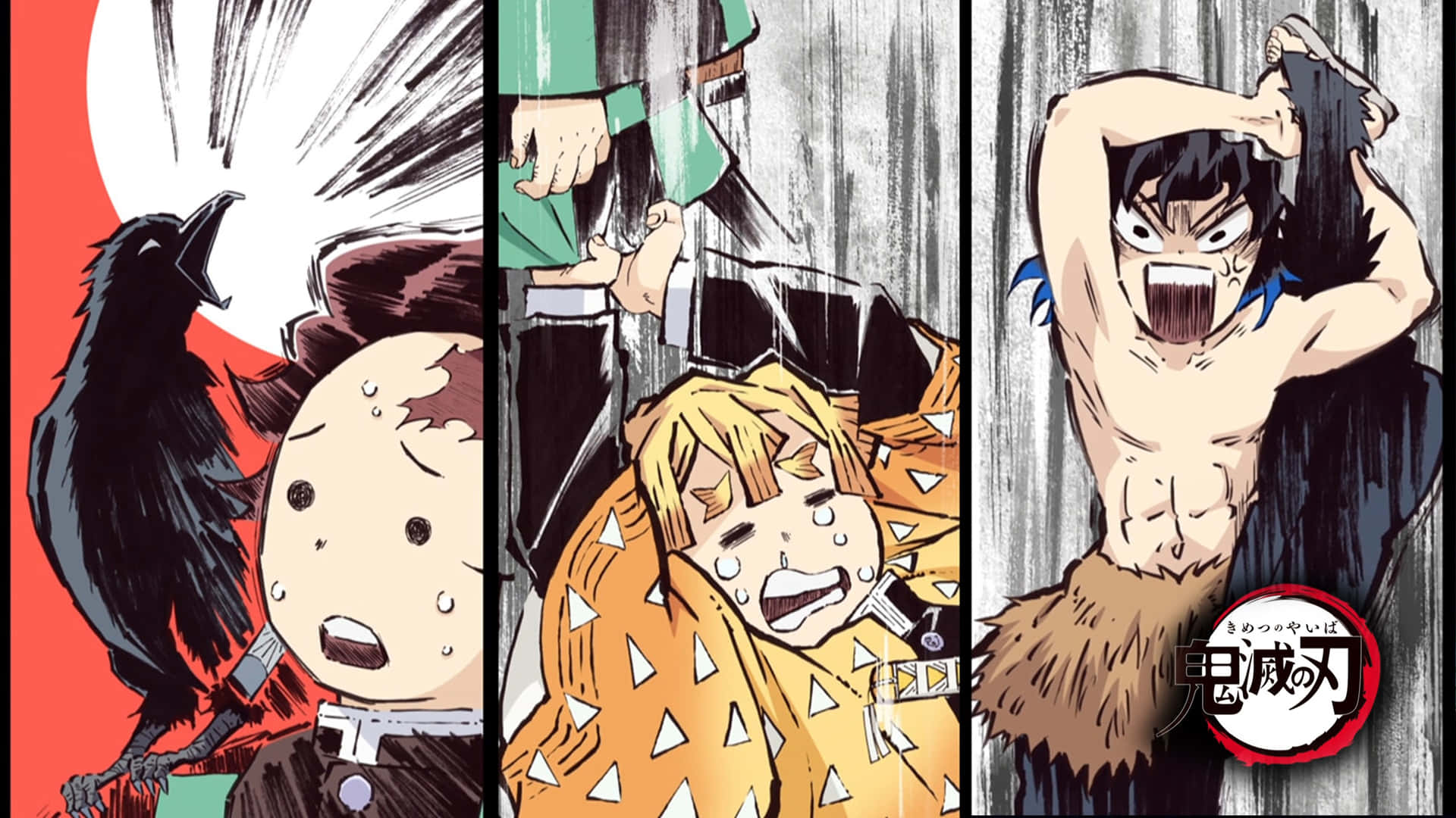 Einegruppe Von Anime-charakteren Mit Erhobenen Armen. Wallpaper