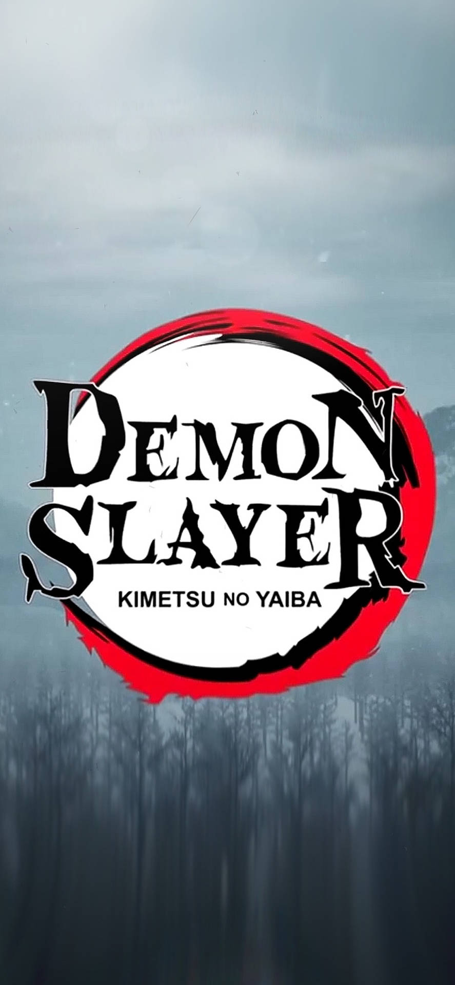 Demon Slayer Logo Gray Background Wallpaper
