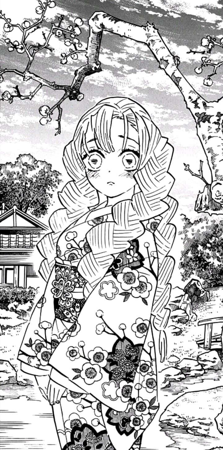 Panneau De Manga Personnage De Demon Slayer En Kimono Fond d'écran