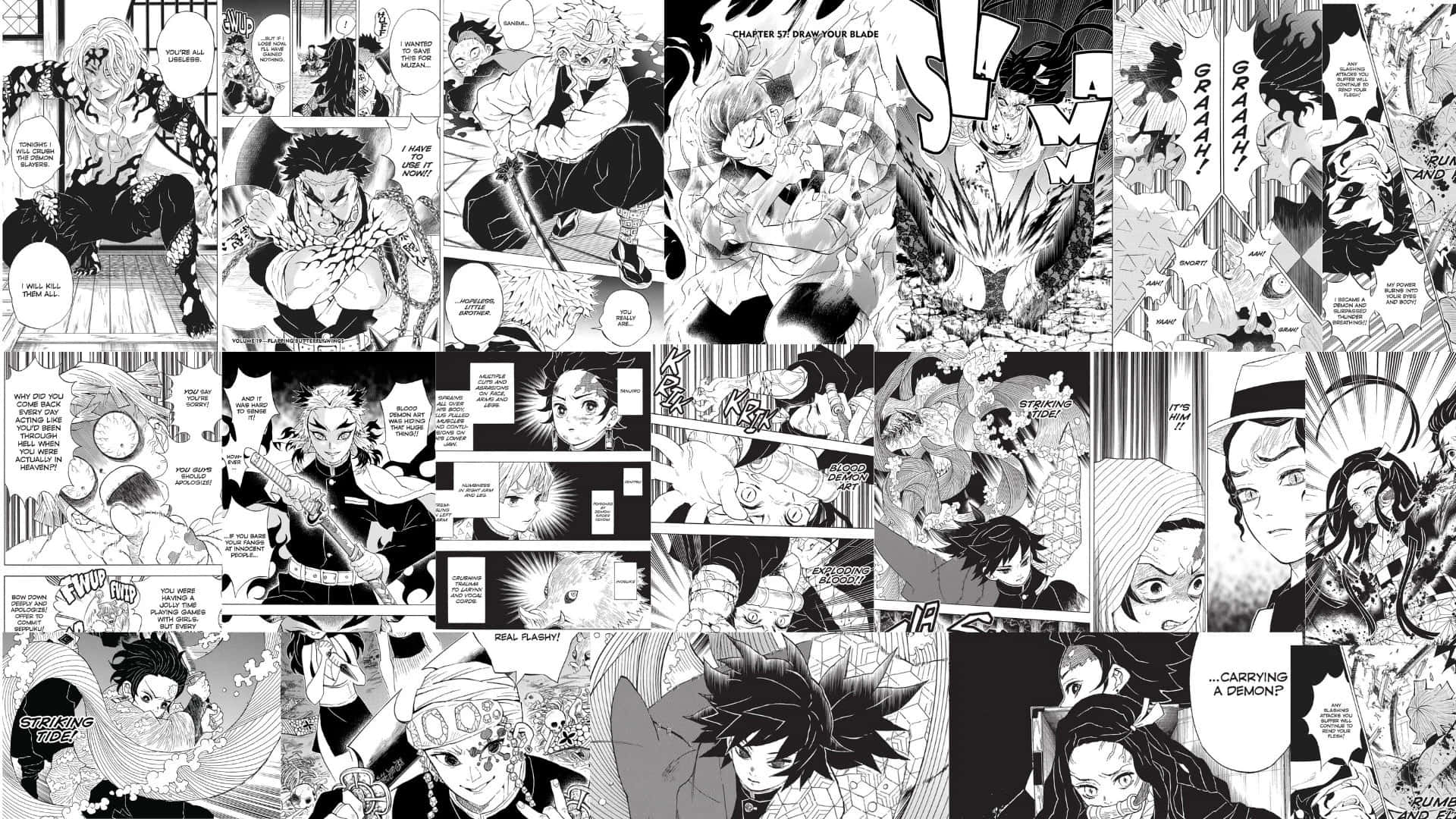 Collage De Manga Demon Slayer Fond d'écran