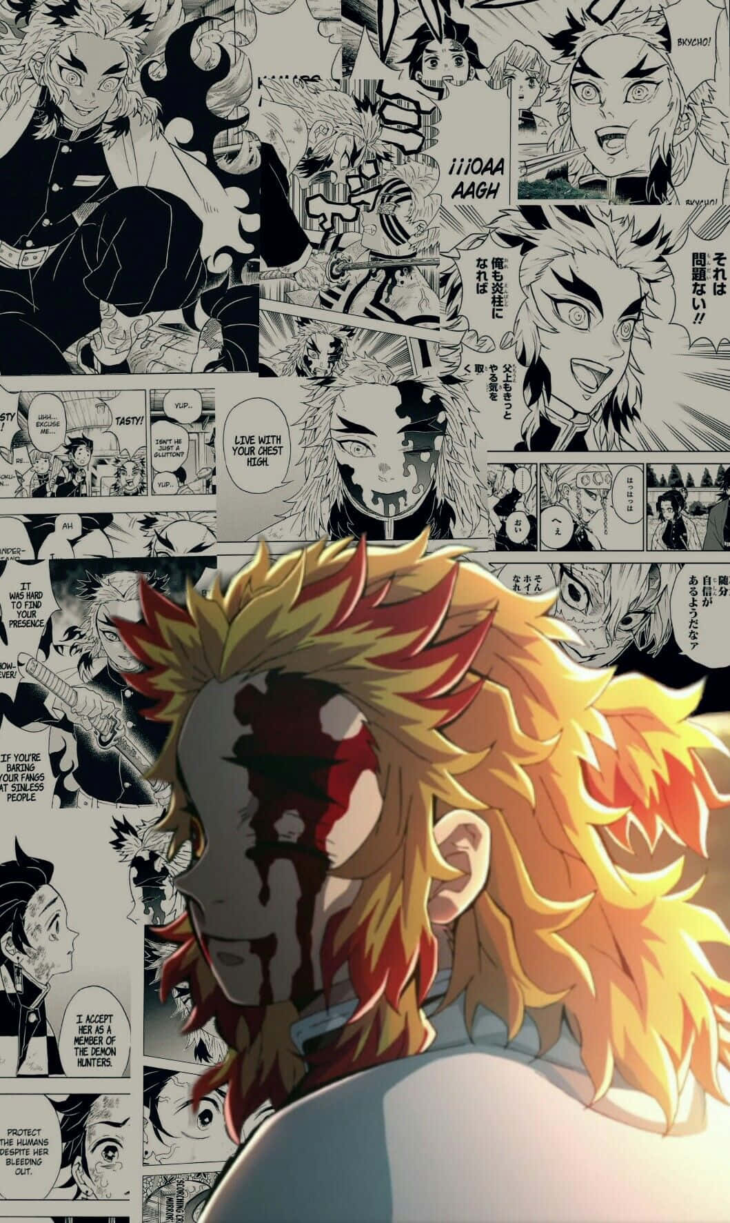 Demon Slayer Manga Collage Rengoku Wallpaper